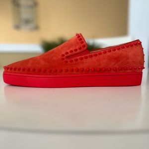 Christian louboutin red suede spiked pink boat size 47